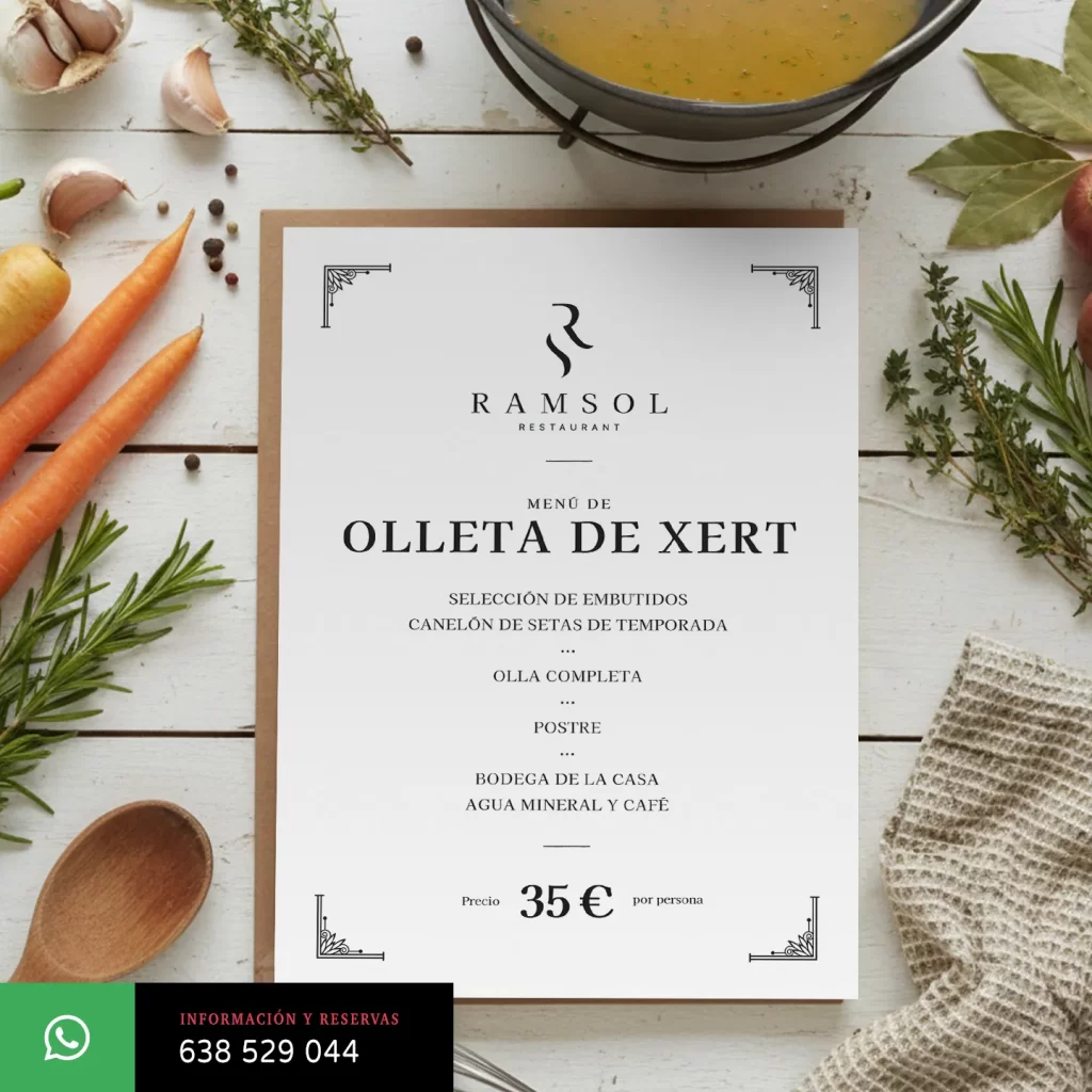 Menú especial de olleta de Xert